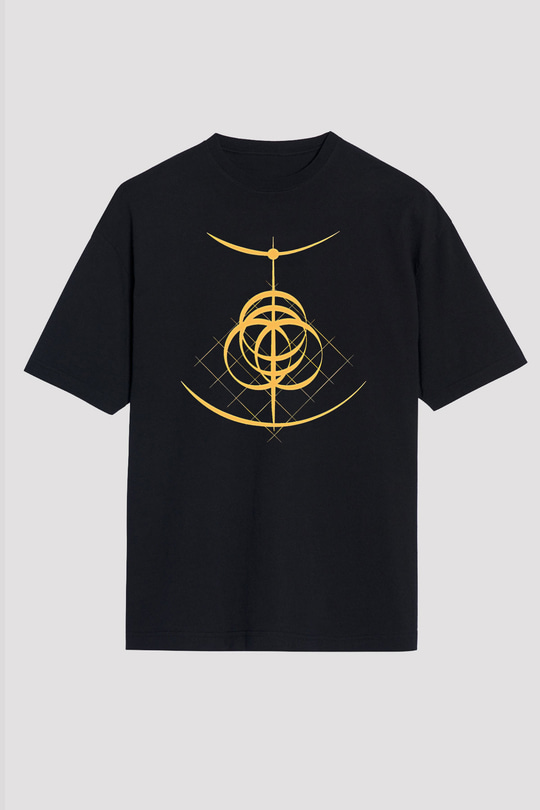 Elden Ring Baskılı Unisex Siyah Oversize Tişört - Tshirt
