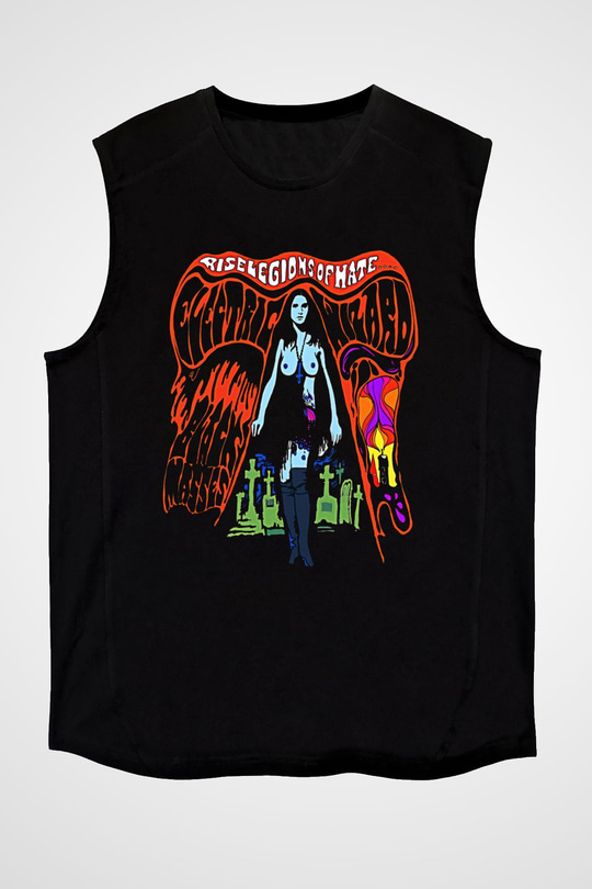 Electric Wizard Baskılı Unisex Siyah Kolsuz Tişört - Tshirt