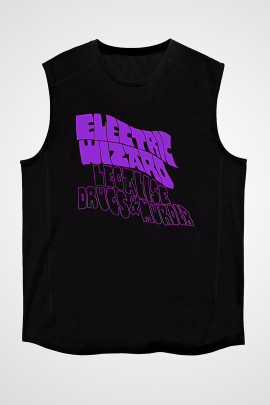 Electric Wizard Baskılı Unisex Siyah Kolsuz Tişört - Tshirt