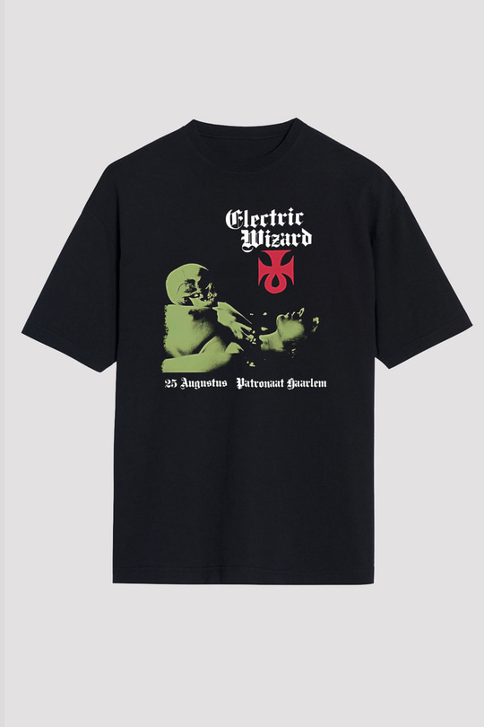 Electric Wizard Baskılı Unisex Siyah Oversize Tişört - Tshirt