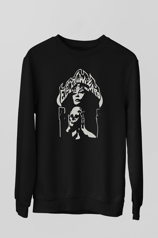 Electric Wizard Baskılı Unisex Siyah Sweatshirt