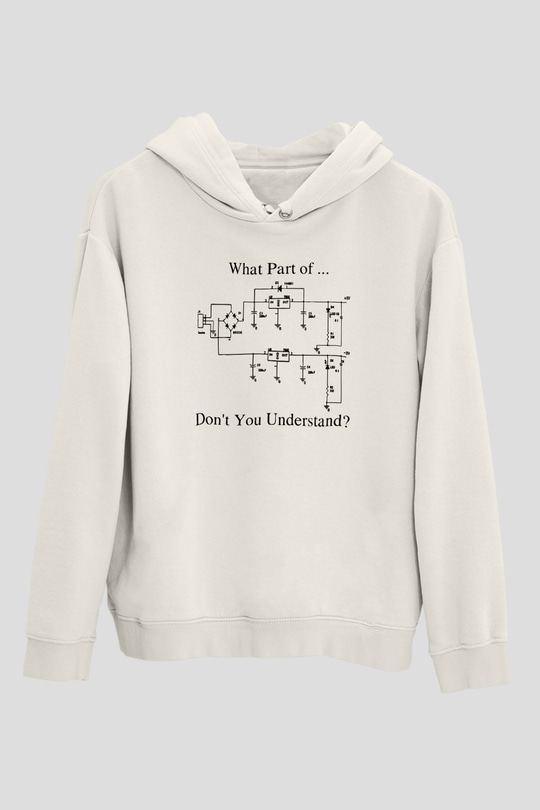 Elektrik Mühendis Baskılı Unisex Ekru Hoodie