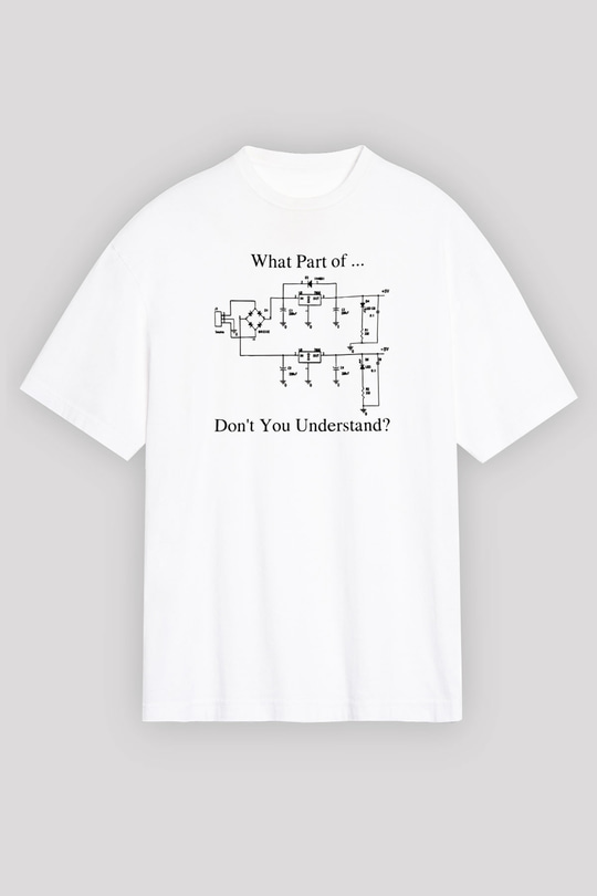 Elektrik Mühendis Baskılı Unisex Oversize Beyaz Tişört - Tshirt