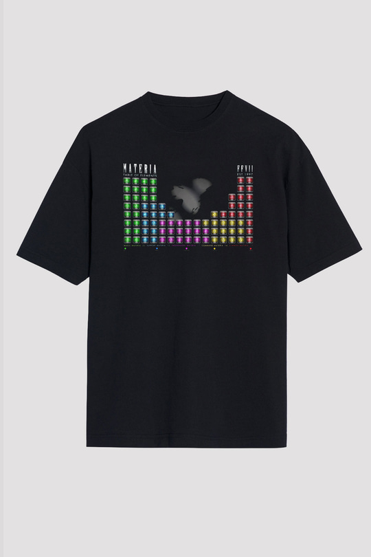 Elementler Baskılı Unisex Siyah Tişört