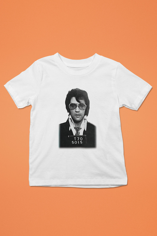 Elvis Presley Baskılı Beyaz Unisex Çocuk Tişört