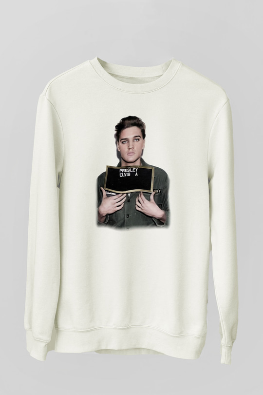 Elvis Presley Beyaz Unisex Sweatshirt