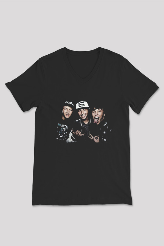 Emblem3 Siyah Unisex V Yaka Tişört