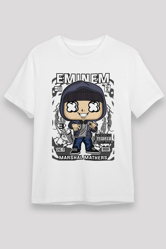 Eminem 8 Mile Baskılı Unisex Beyaz Tişört