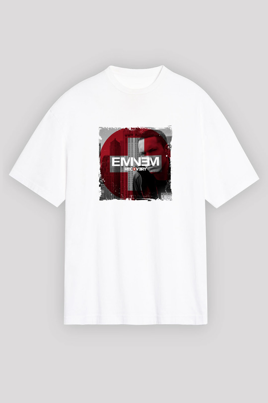 Eminem Baskılı Unisex Beyaz Tişört