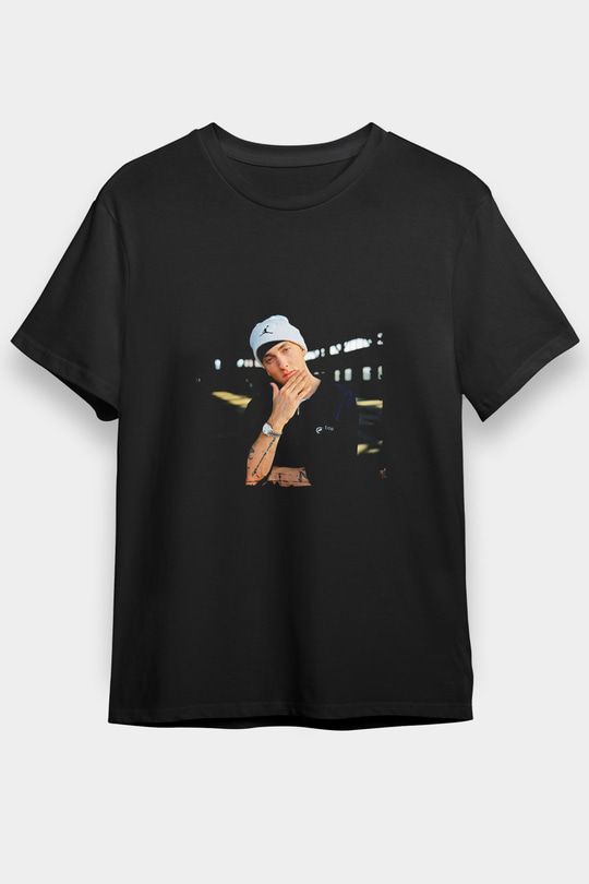 Eminem Baskılı Unisex Siyah Tişört