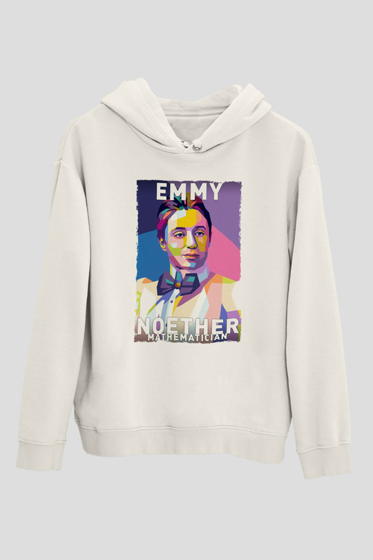 Emmy Noether Baskılı Unisex Ekru Hoodie