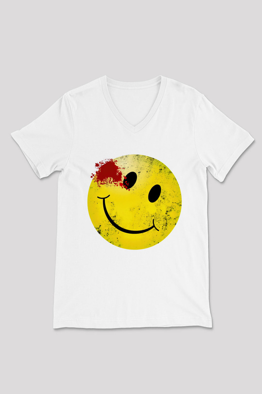 Emoji Baskılı Unisex Beyaz  V Yaka Tişört