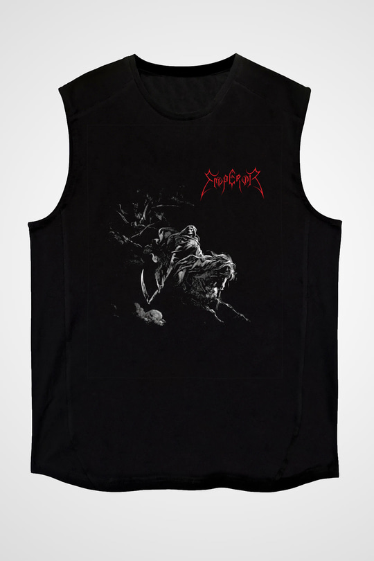 Emperor Baskılı Unisex Siyah Kolsuz Tişört