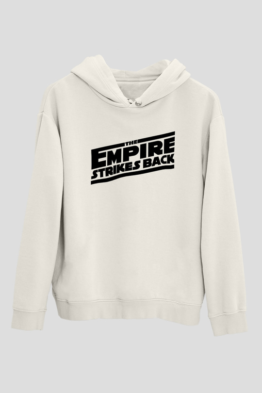 Empire Strikes Back Beyaz Unisex Kapşonlu Sweatshirt