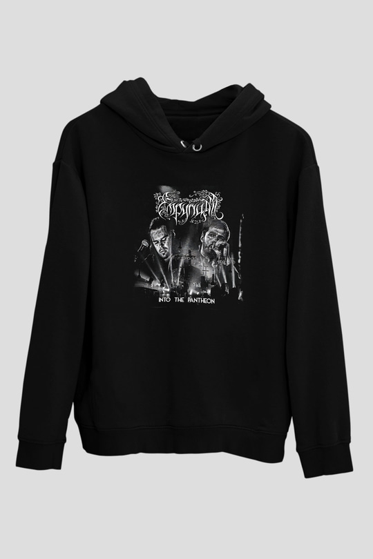 Empyrium Baskılı Unisex Siyah Kapüşonlu Sweatshirt