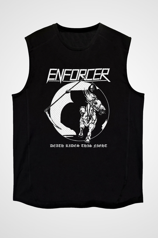 Enforcer Baskılı Unisex Siyah Kolsuz Tişört - Tshirt