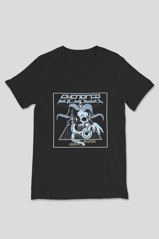 Enforcer Baskılı Unisex Siyah V Yaka Tişört - Tshirt