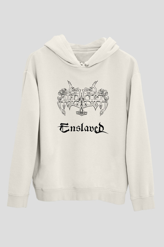 Enslaved Beyaz Unisex Kapşonlu Sweatshirt