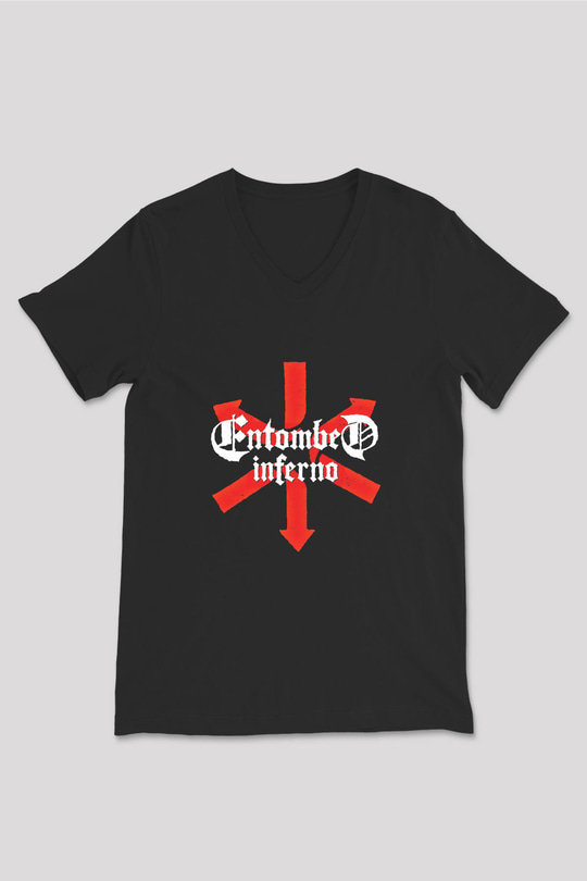 Entombed Baskılı Unisex Siyah V Yaka Tişört