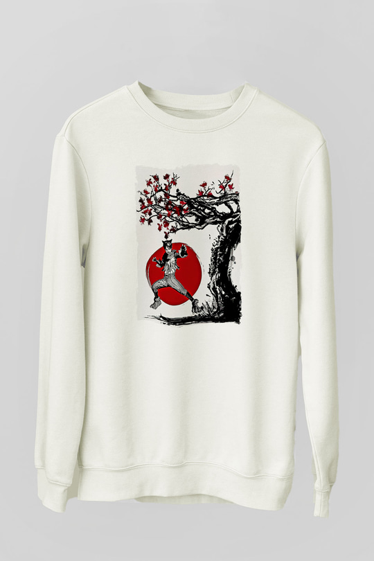 Eren Jaeger Baskılı Beyaz Unisex Sweatshirt
