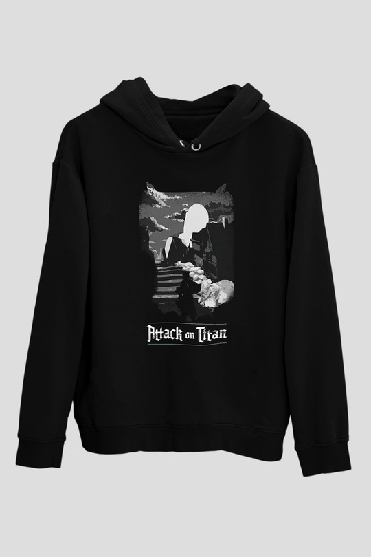 Eren Jaeger Baskılı Unisex Siyah Hoodie