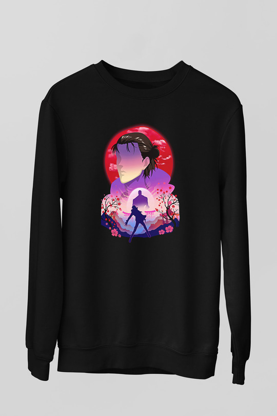 Eren Jaeger Baskılı Unisex Siyah Sweatshirt