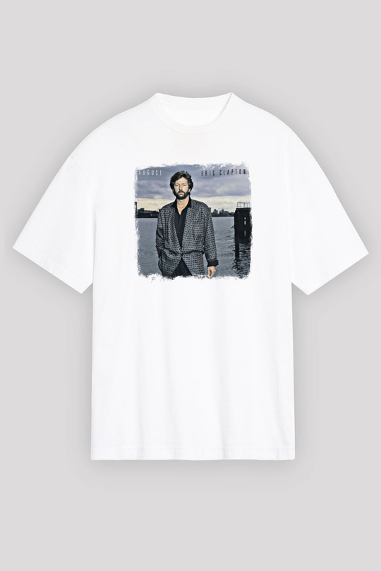 Eric Clapton Baskılı Unisex Beyaz Oversize Tişört