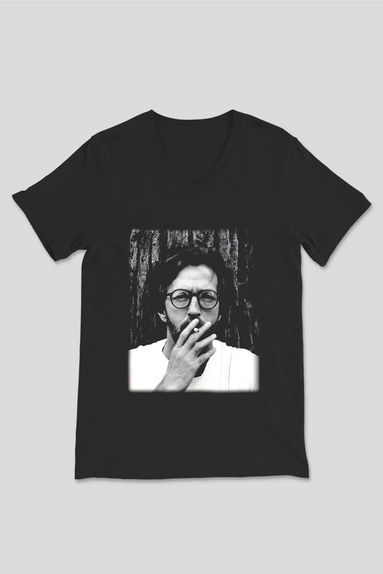 Eric Clapton Siyah Unisex V Yaka Tişört T-Shirt