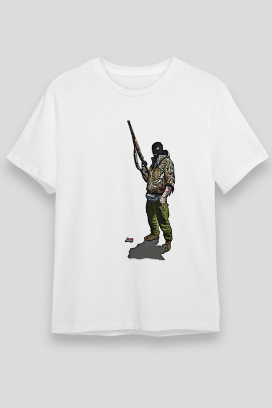 Escape From Tarkov Baskılı Unisex Beyaz Tişört - Tshirt