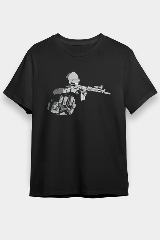 Escape From Tarkov Baskılı Unisex Siyah Tişört - Tshirt