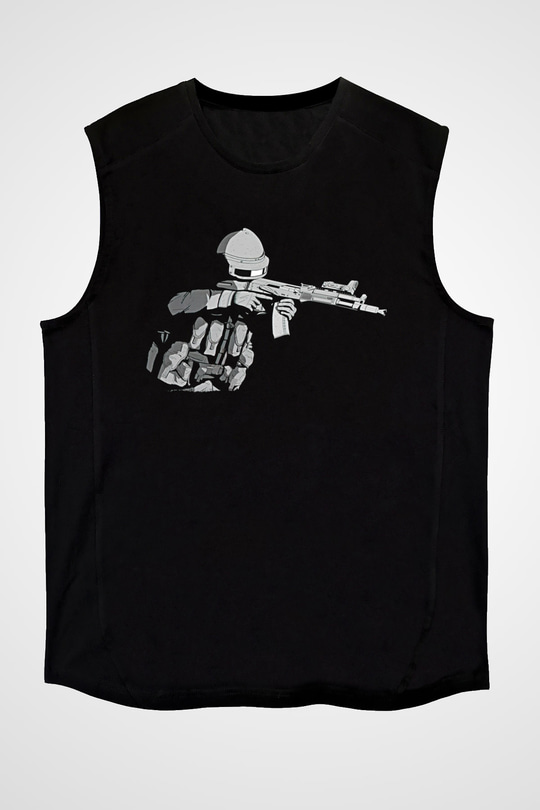 Escape From Tarkov Baskılı Unisex Siyah Kolsuz Tişört - Tshirt