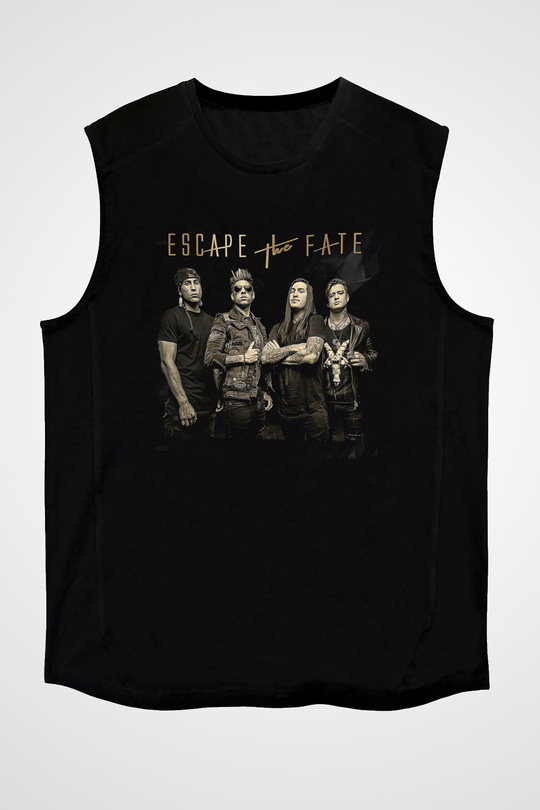 Escape the fate Baskılı Unisex Siyah Kolsuz Tişört - Tshirt
