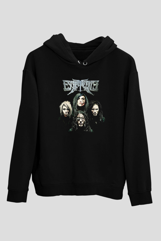 Escape the fate Baskılı Unisex Siyah Kapüşonlu Sweatshirt