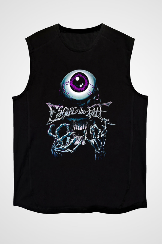 Escape the fate Baskılı Unisex Siyah Kolsuz Tişört - Tshirt