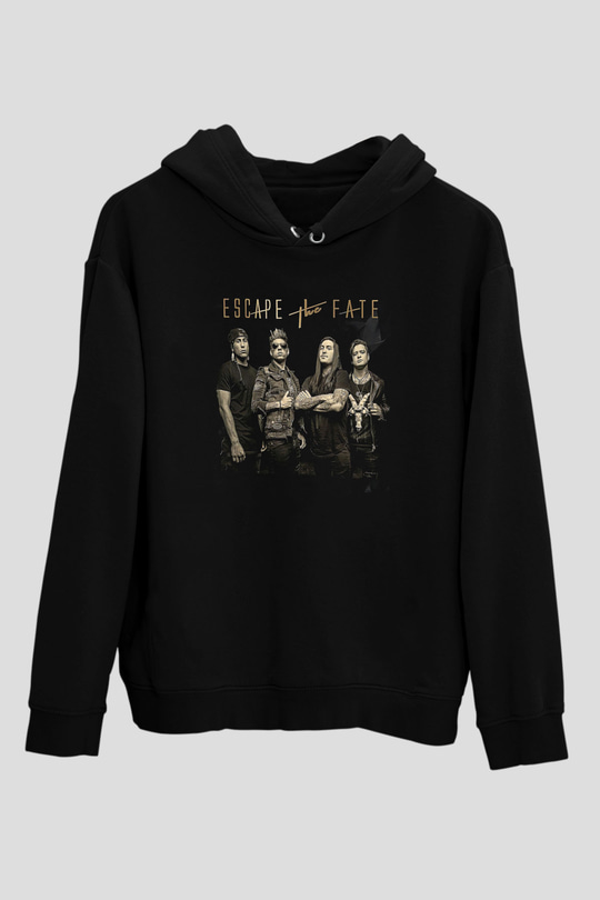 Escape the fate Baskılı Unisex Siyah Kapüşonlu Sweatshirt