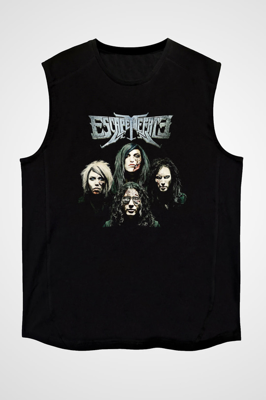 Escape the fate Baskılı Unisex Siyah Kolsuz Tişört - Tshirt