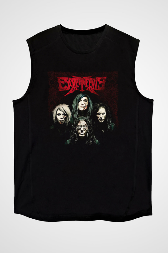 Escape the fate Baskılı Unisex Siyah Kolsuz Tişört - Tshirt