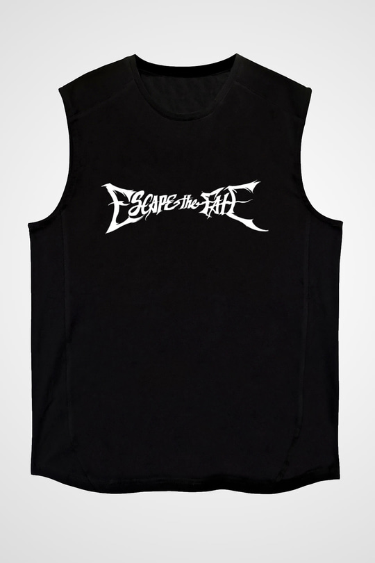 Escape the fate Baskılı Unisex Siyah Kolsuz Tişört - Tshirt