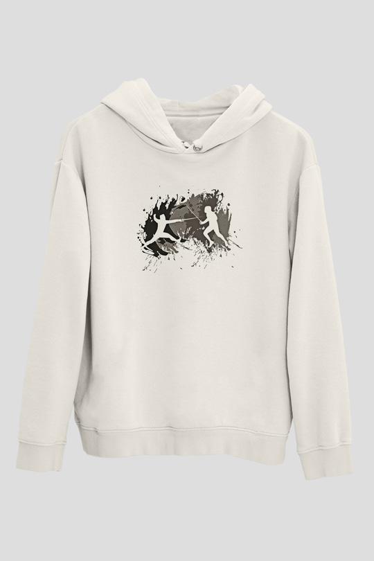 Eskrim Baskılı Unisex Ekru Hoodie