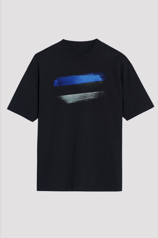 Estonya - Estonia Bayrağı Baskılı Unisex Siyah Oversize Tişört