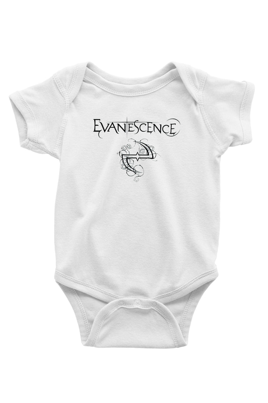 Evanescence Baskılı Beyaz Unisex Bebek Body - Zıbın
