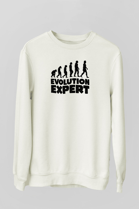 Evrim Biyoloji Baskılı Unisex Ekru Sweatshirt