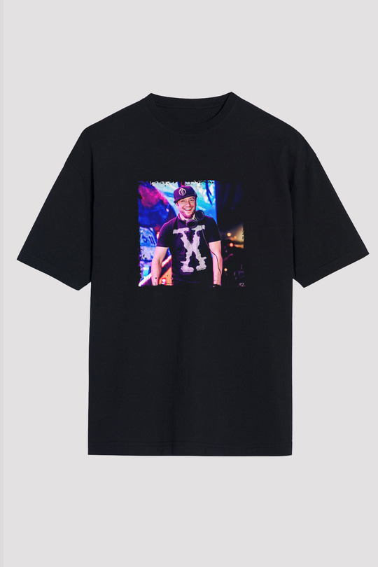 Excision Baskılı Unisex Oversize Siyah Tişört
