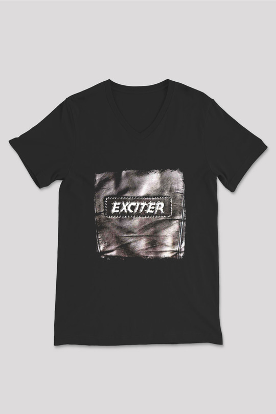Exciter Baskılı Unisex Siyah V Yaka Tişört