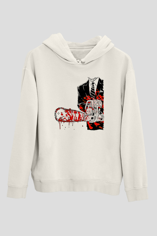 Exhumed Baskılı Beyaz Unisex Kapüşonlu Sweatshirt