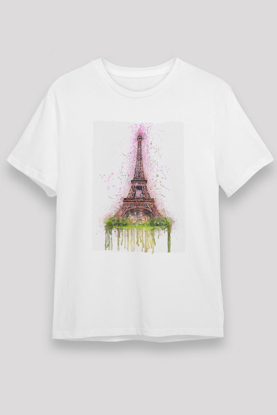 Eyfel Kulesi Beyaz Unisex Tişört T-Shirt - TişörtFabrikası