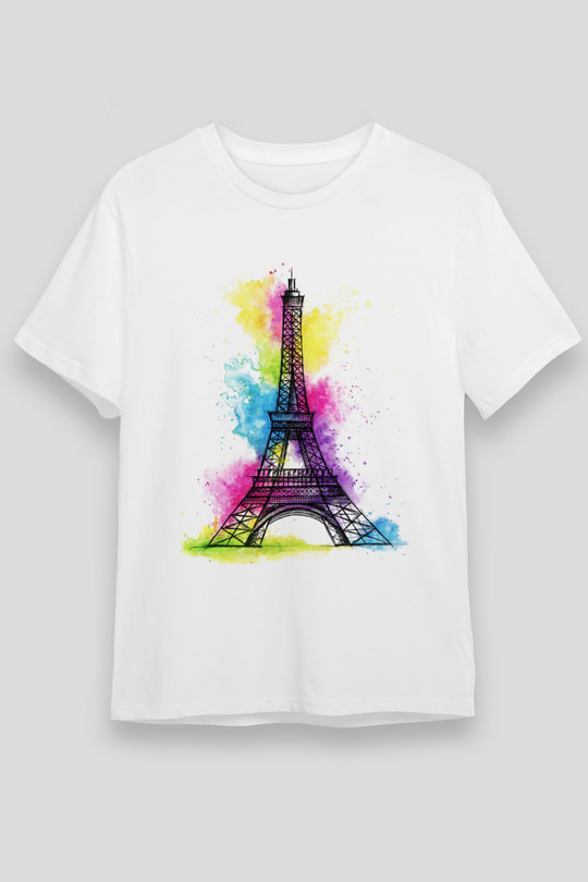 Eyfel Kulesi Beyaz Unisex Tişört T-Shirt - TişörtFabrikası