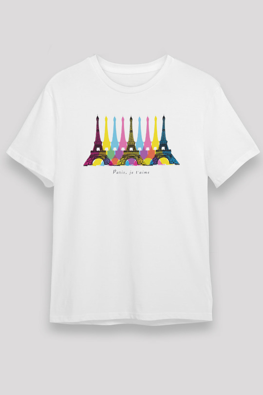 Eyfel Kulesi Beyaz Unisex Tişört T-Shirt - TişörtFabrikası