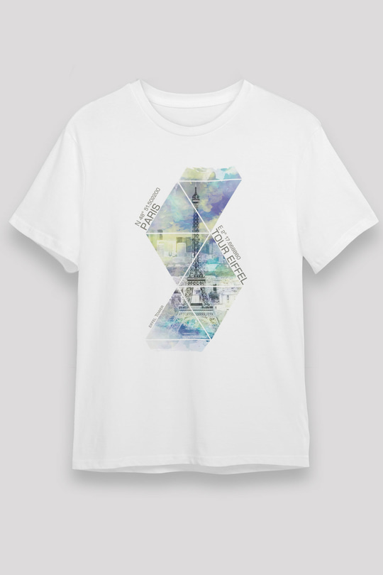 Eyfel Kulesi Beyaz Unisex Tişört T-Shirt - TişörtFabrikası