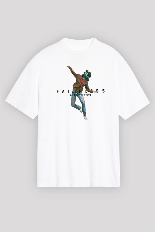Faithless Baskılı Beyaz Unisex Oversize Tişört - Tshirt
